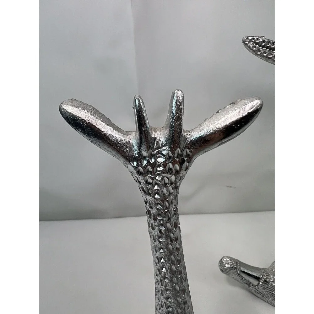 Set Of Vtg Poompuhar Indian‎ Folk Art Decorative Giraffes Silver Tone 7.5”